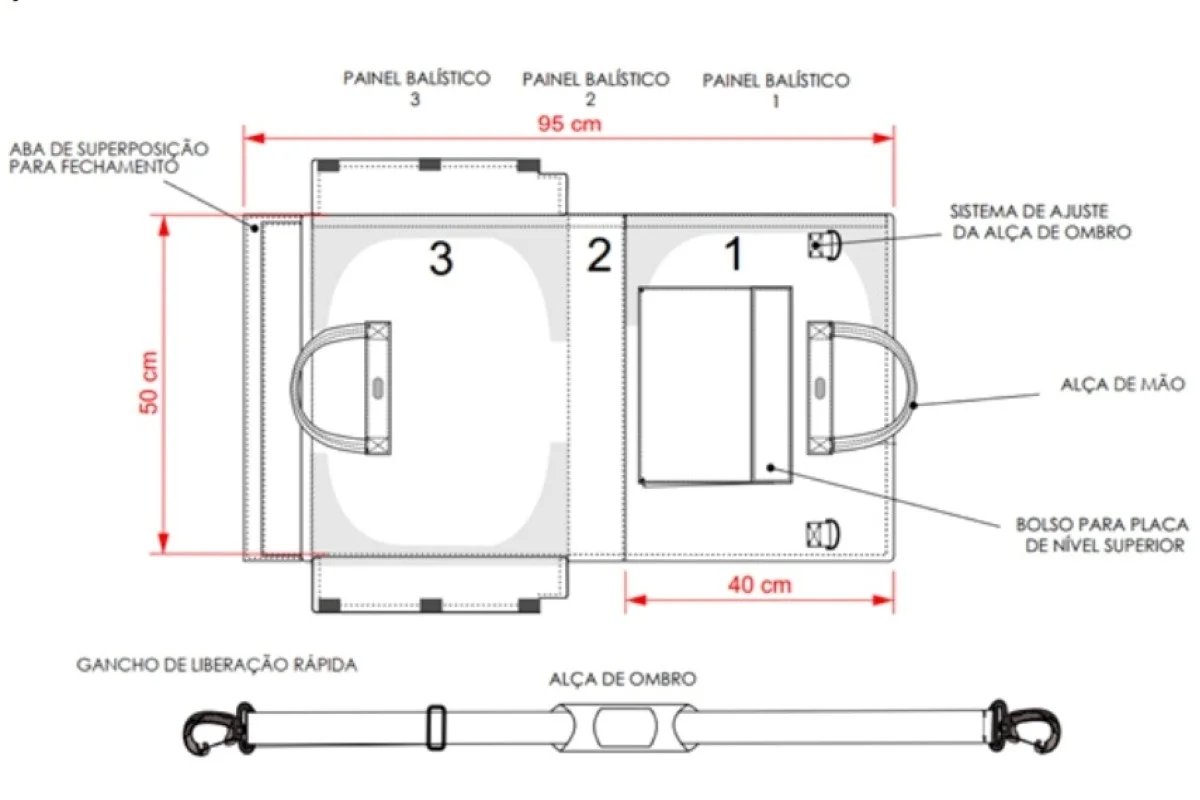 Maleta pode ser desdobrada, chegando ao comprimento de 1,1 metro