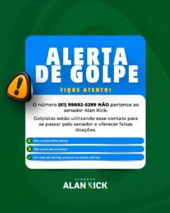 Golpistas usam nome de Alan Rick para prometer falsas doações