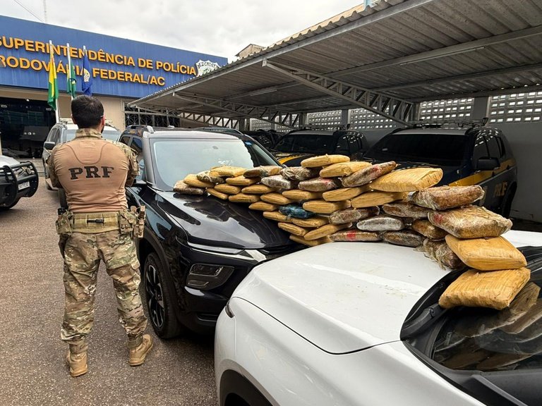 PRF apreende 43 quilos de skunk escondidos em fundo falso de caminhonete na BR-364