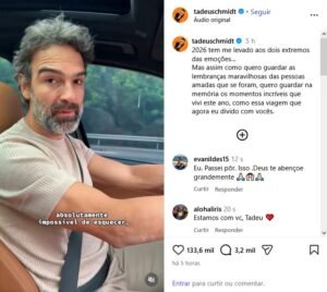 Tadeu Schmidt quebra silêncio sobre mortes seguidas da mãe e do irmão