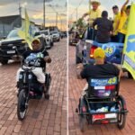 Cadeirante lidera carreata de Bocalom pelas ruas de Rio Branco