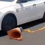 Cone de sinalização derrete sob calor intenso em Cruzeiro do Sul